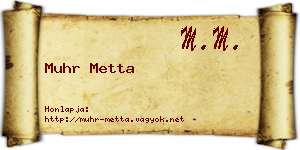 Muhr Metta névjegykártya